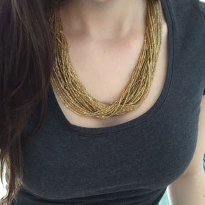 Beaded Gold Statement Necklace